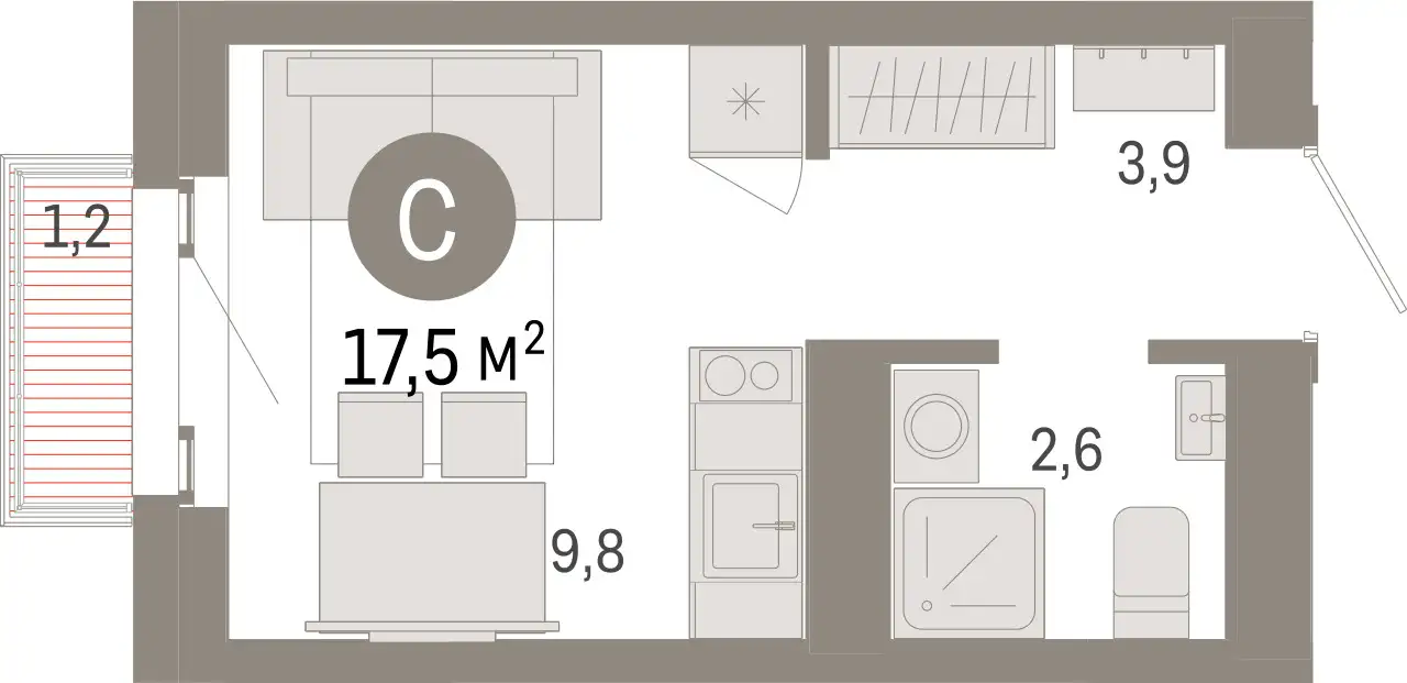Студия, 17,50 м², 5 эт., ЖК Метроном, фотография 1