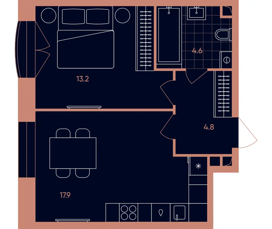 Студия, 40,50 м², 4 эт., ЖК ERA, Эра, фотография 1