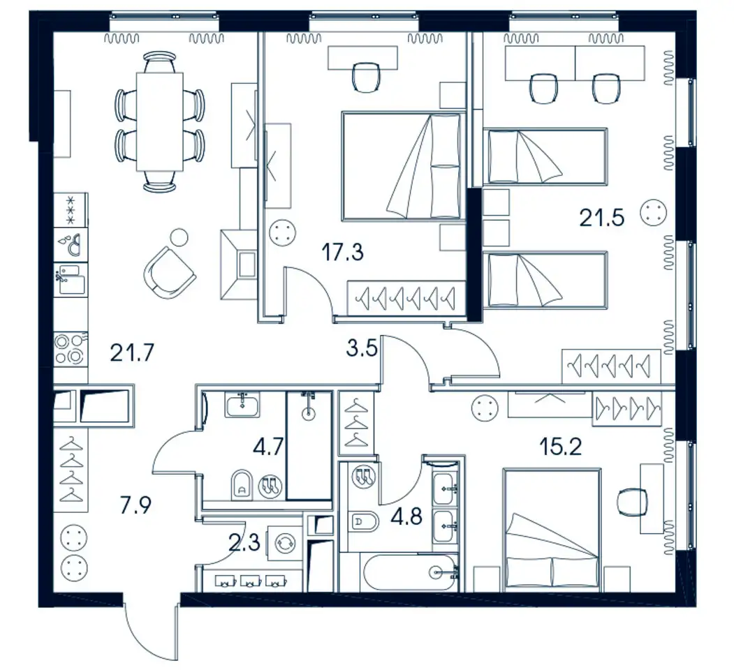 3-х комнатная квартира, 98,90 м², 21 эт., ЖК Интонация, фотография 1