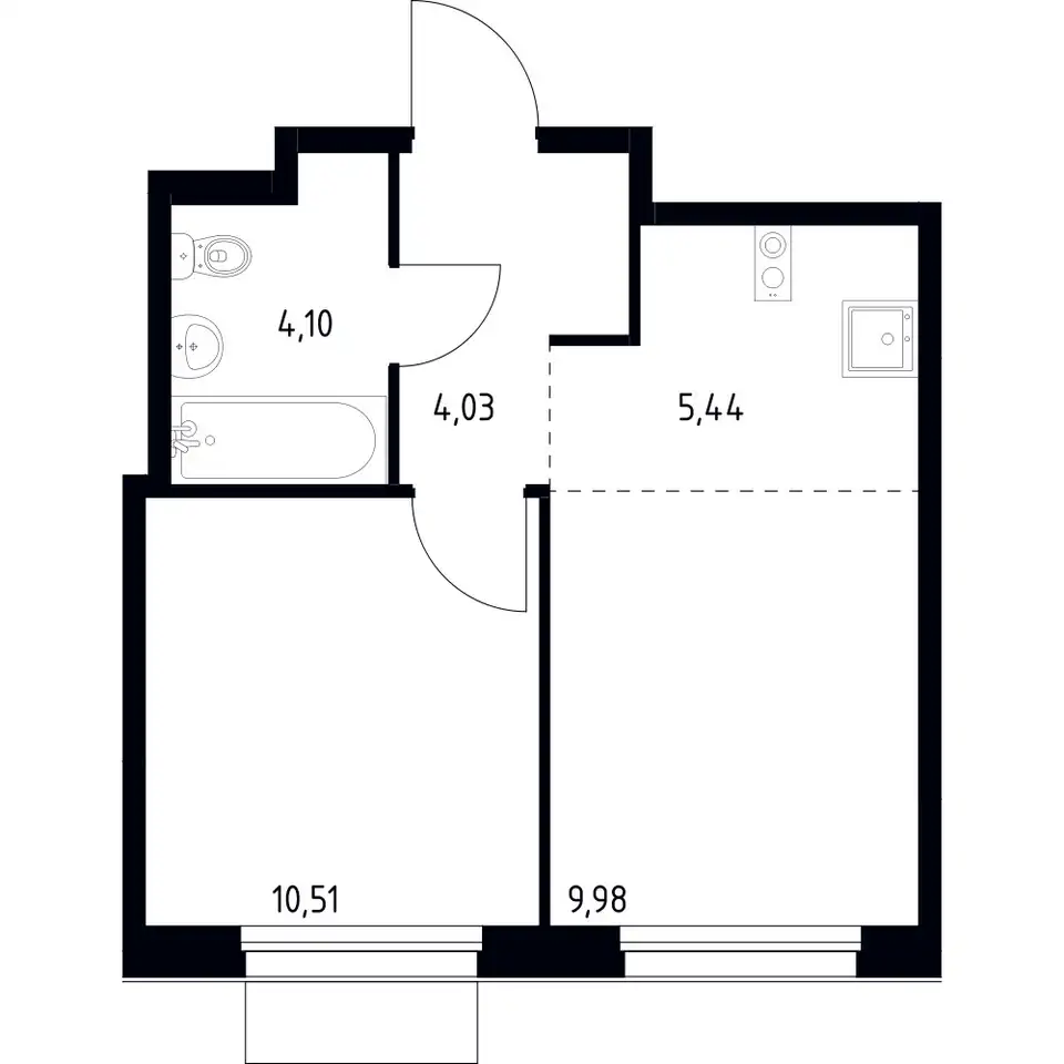 2-х комнатная квартира, 34,06 м², 9 эт., ЖК Новое Внуково, фотография 1