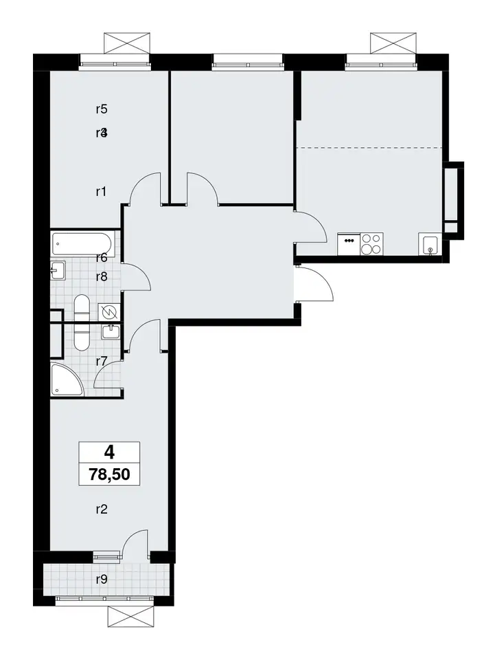 3-х комнатная квартира, 78,50 м², 7 эт., ЖК Родные кварталы, фотография 1