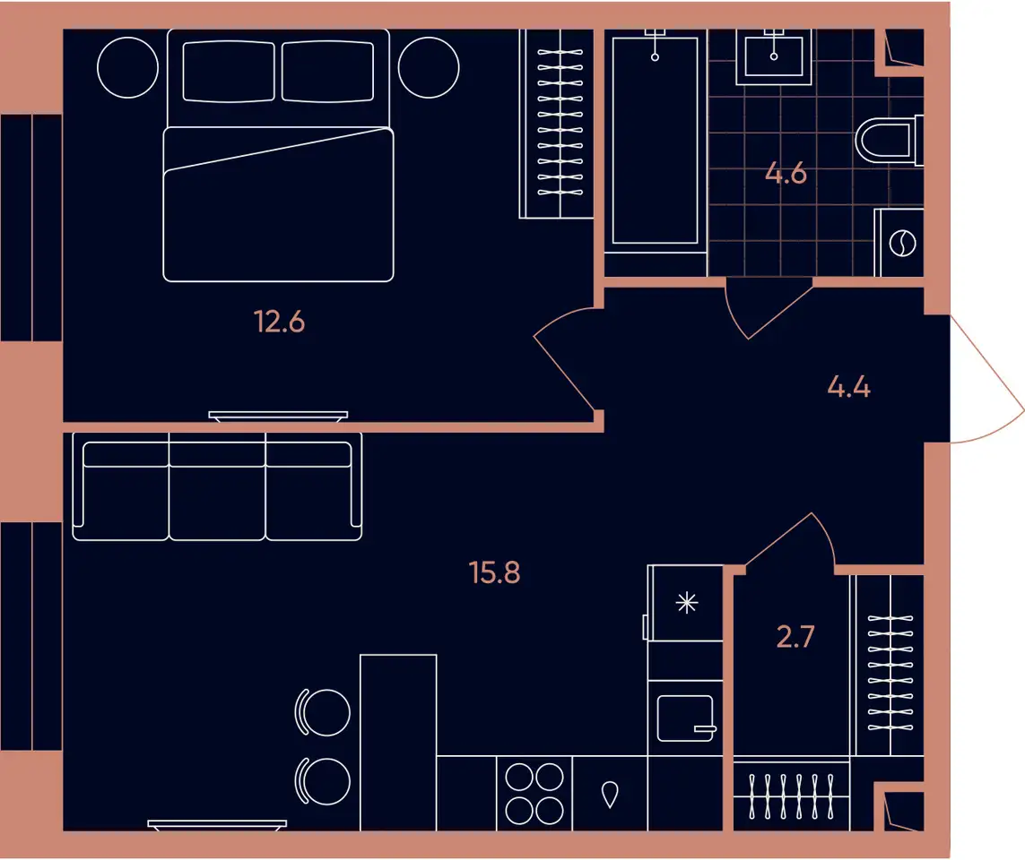 Студия, 40,10 м², 2 эт., ЖК ERA, Эра, фотография 1