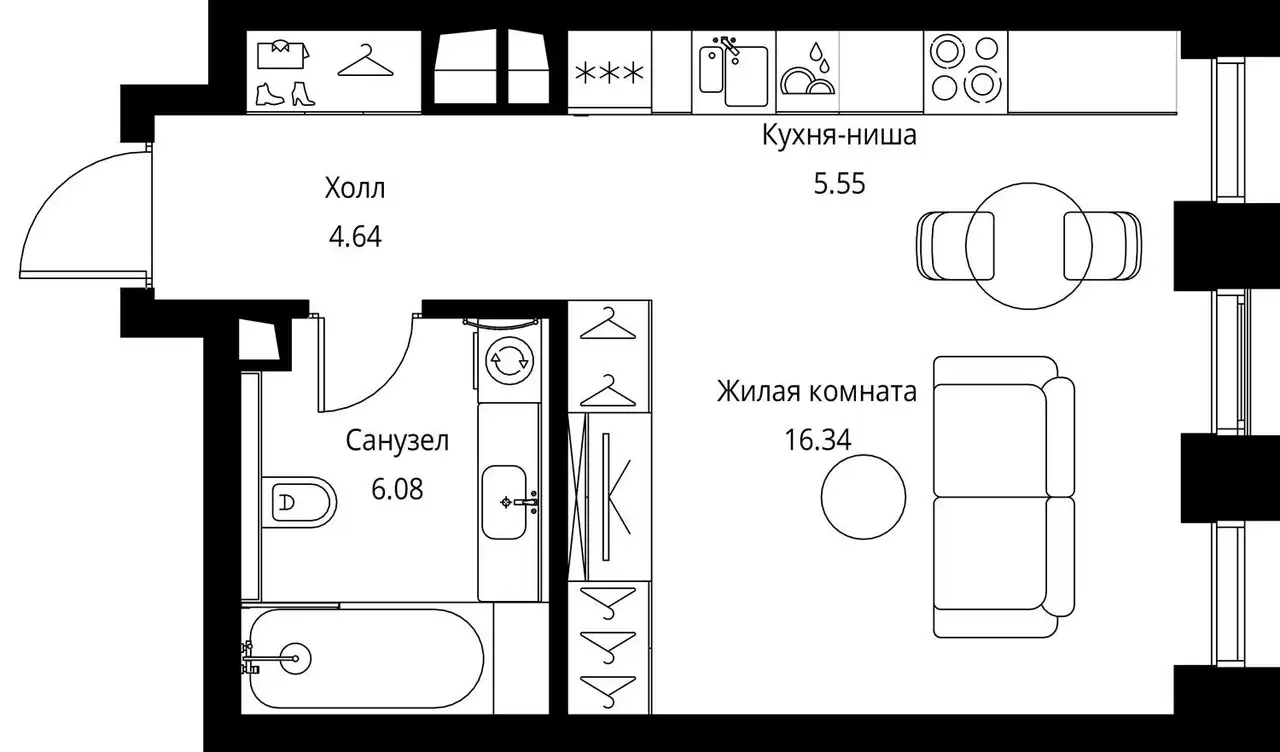 Студия, 32,61 м², 7 эт., ЖК City Bay, Сити Бэй, фотография 1