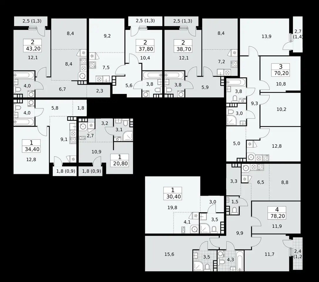 1-но комнатная квартира, 43,20 м², 4 эт., ЖК Бунинские Кварталы, фотография 1
