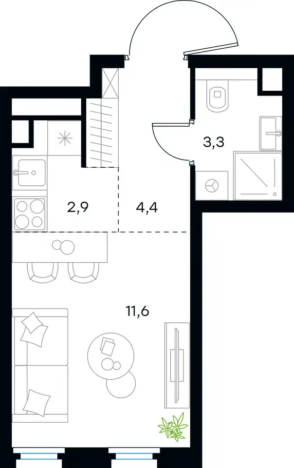Студия, 22,20 м², 11 эт., ЖК Level Нижегородская, Левел Нижегородская, фотография 1