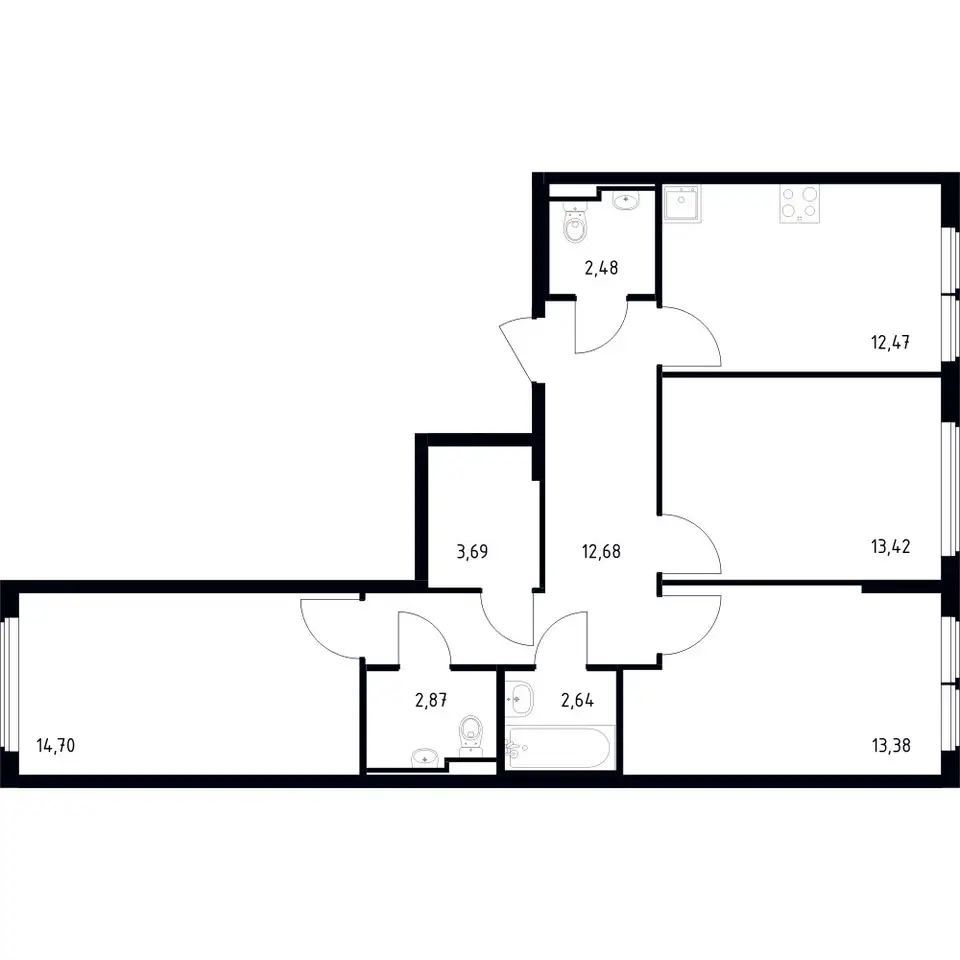3-х комнатная квартира, 78,33 м², 4 эт., ЖК Остафьево, фотография 1