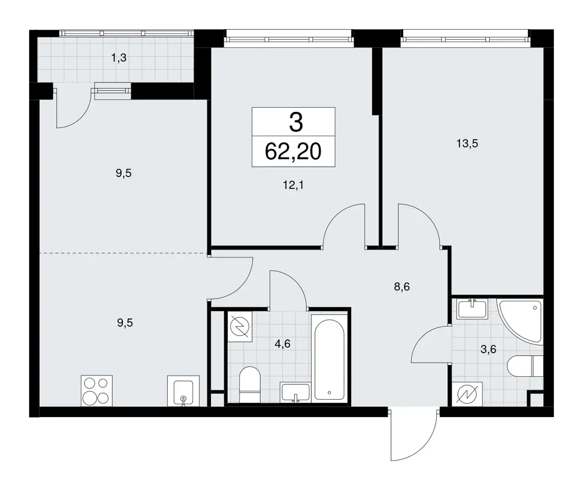 1-но комнатная квартира, 36,70 м², 2 эт., ЖК Родные кварталы, фотография 2