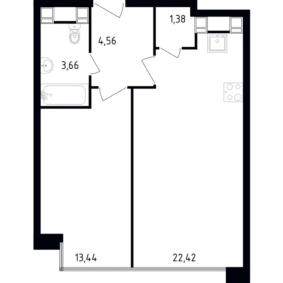 2-х комнатная квартира, 45,46 м², 28 эт., ЖК Пятницкое 58, фотография 1
