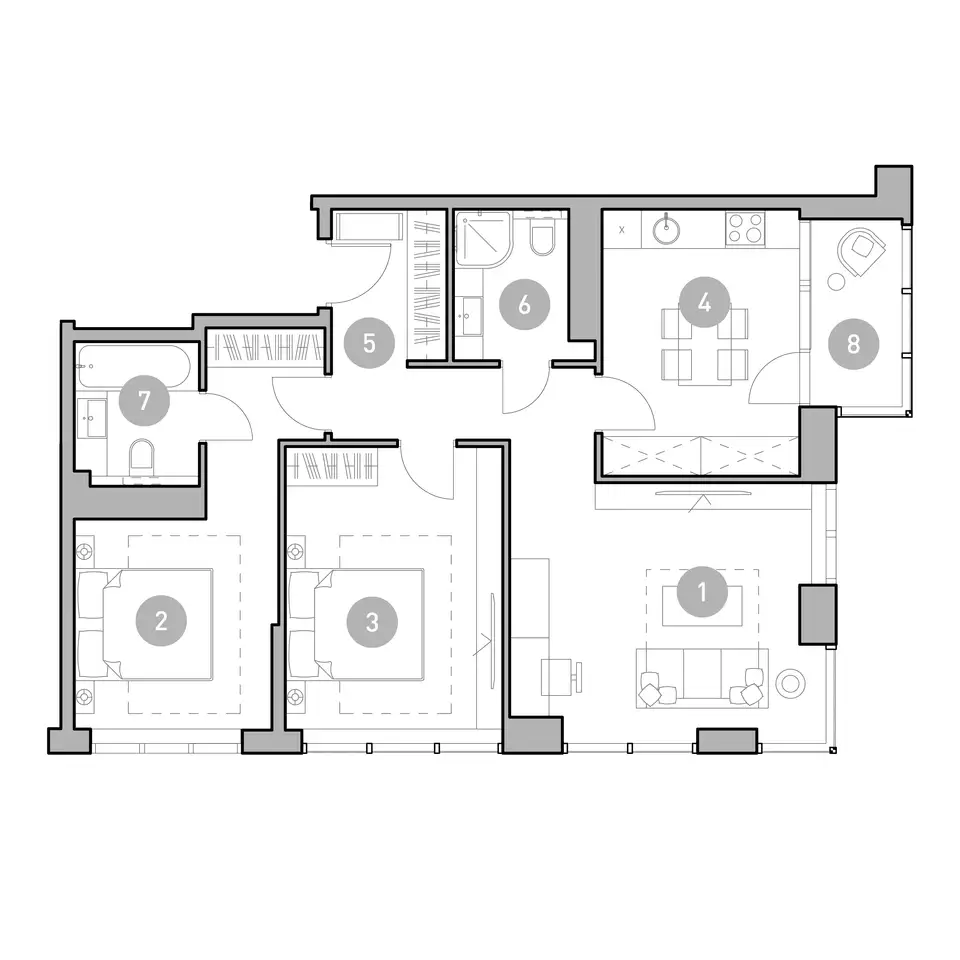 3-х комнатная квартира, 78,00 м², 22 эт., ЖК UNO Головинские пруды, УНО Головинские пруды, фотография 1