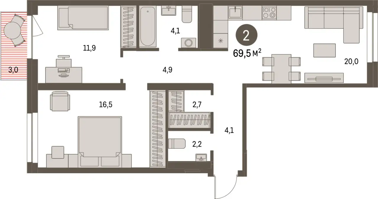 Студия, 69,50 м², 4 эт., ЖК Первый Квартал, фотография 1