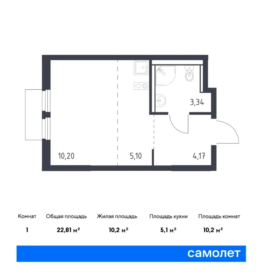 Студия, 22,81 м², 12 эт., ЖК Пригород Лесное, фотография 1