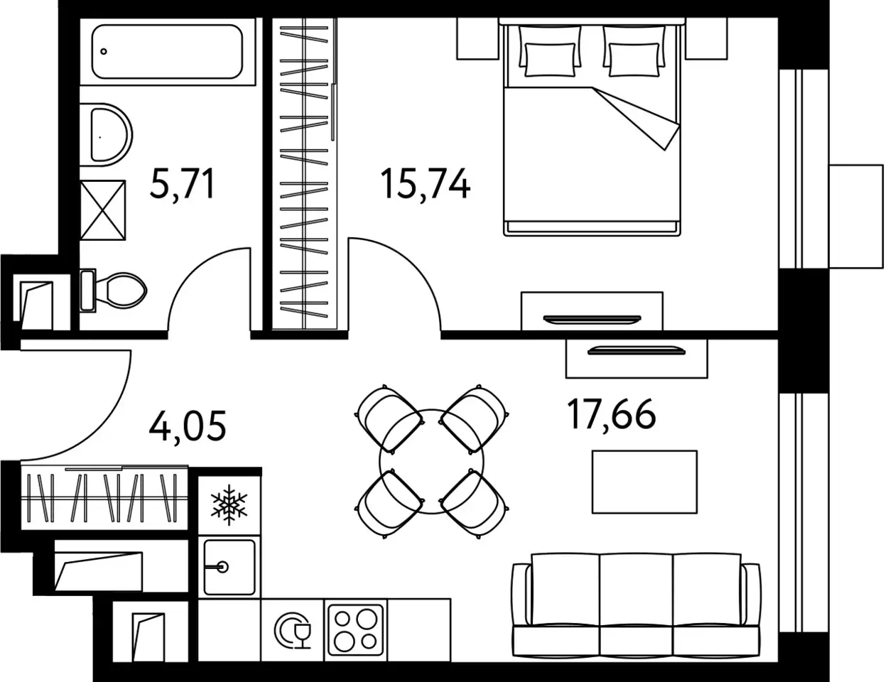 2-х комнатная квартира, 43,70 м², 3 эт., ЖК Life-Варшавская, Лайф-Варшавская, фотография 1