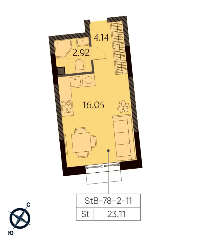 Студия, 23,11 м², 9 эт., ЖК Дмитровское небо, фотография 1