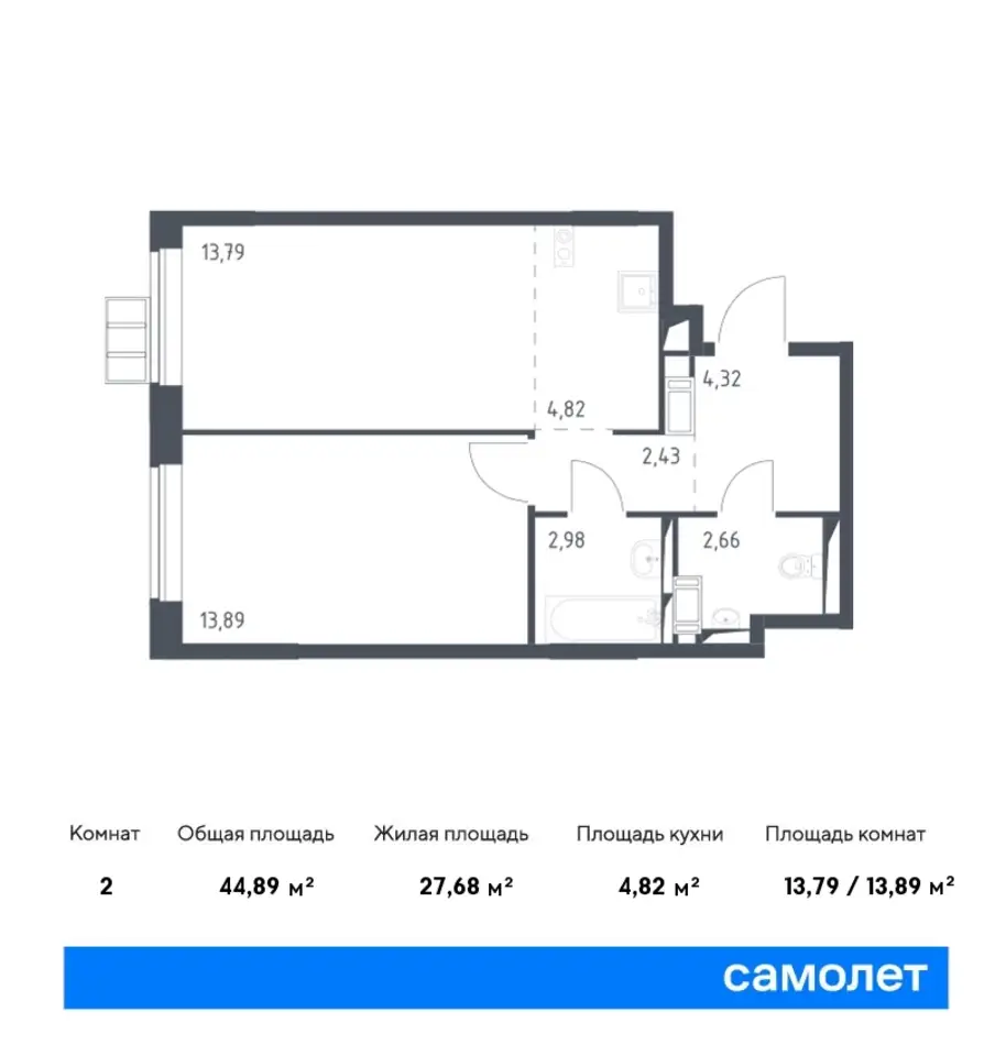 3-х комнатная квартира, 54,58 м², 12 эт., ЖК Алхимово, фотография 1