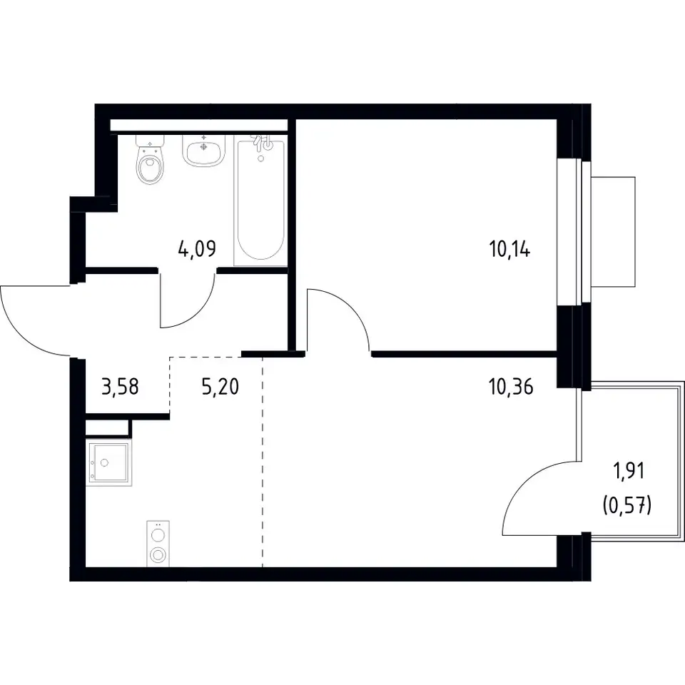 2-х комнатная квартира, 33,94 м², 4 эт., ЖК Новое Видное, фотография 1