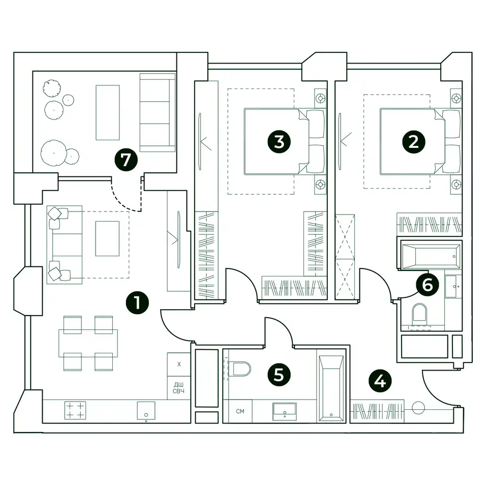 2-х комнатная квартира, 82,45 м², 21 эт., ЖК Very, Вери, фотография 1