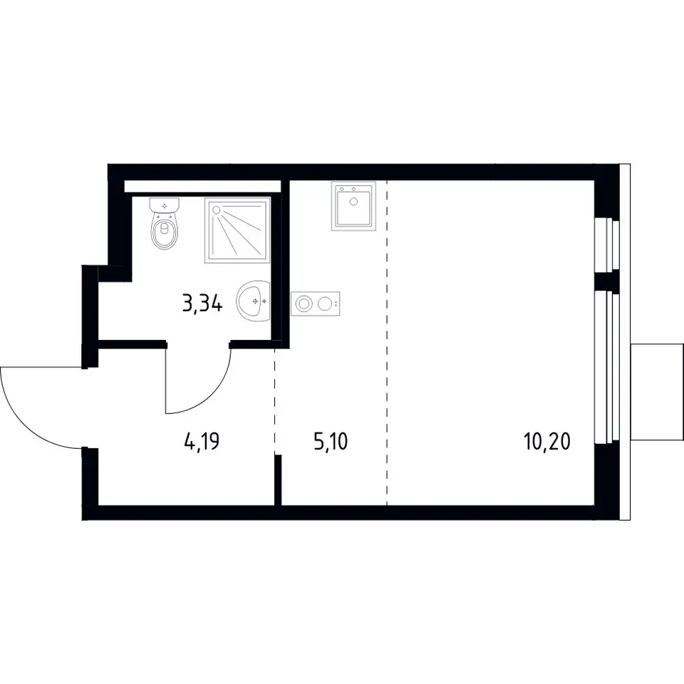 Студия, 22,83 м², 2 эт., ЖК Горки Парк, фотография 1