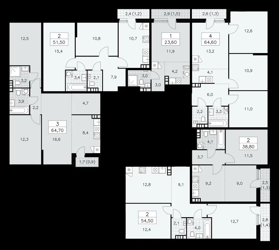 2-х комнатная квартира, 54,50 м², 4 эт., ЖК Дзен кварталы, фотография 1