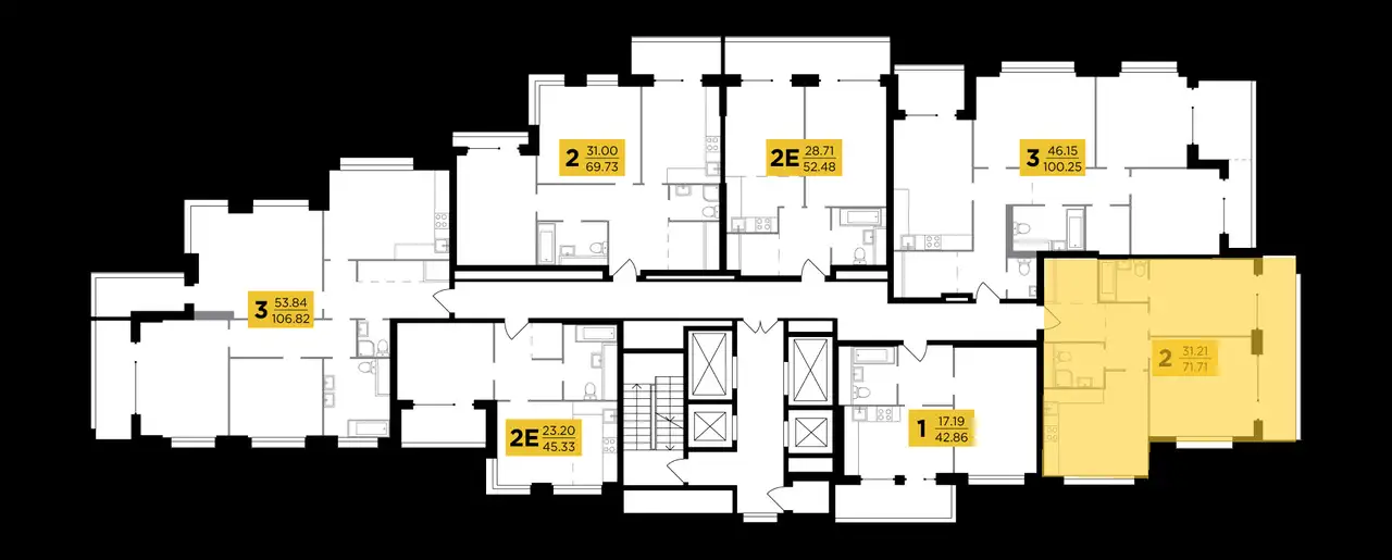 2-х комнатная квартира, 71,70 м², 6 эт., ЖК River Sky, Ривер Скай, фотография 2