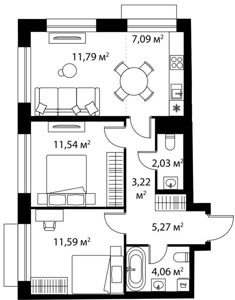 3-х комнатная квартира, 56,59 м², 9 эт., ЖК Life-Варшавская, Лайф-Варшавская, фотография 1