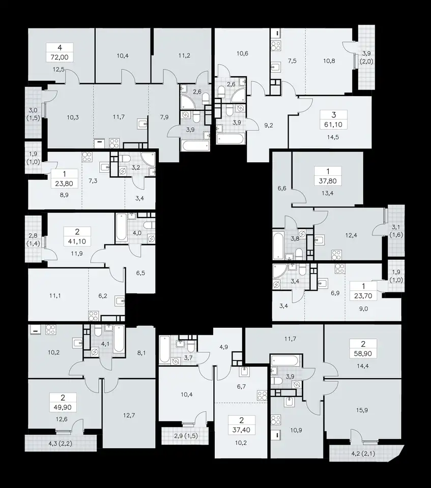 2-х комнатная квартира, 58,90 м², 12 эт., ЖК Бунинские Кварталы, фотография 1