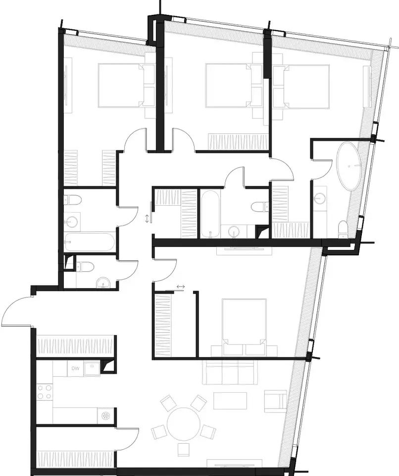 4-х комнатная квартира, 148,05 м², 68 эт., ЖК Дом Дау, фотография 1