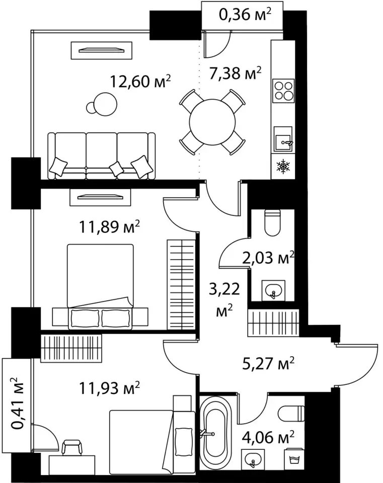 3-х комнатная квартира, 59,15 м², 24 эт., ЖК Life-Варшавская, Лайф-Варшавская, фотография 1