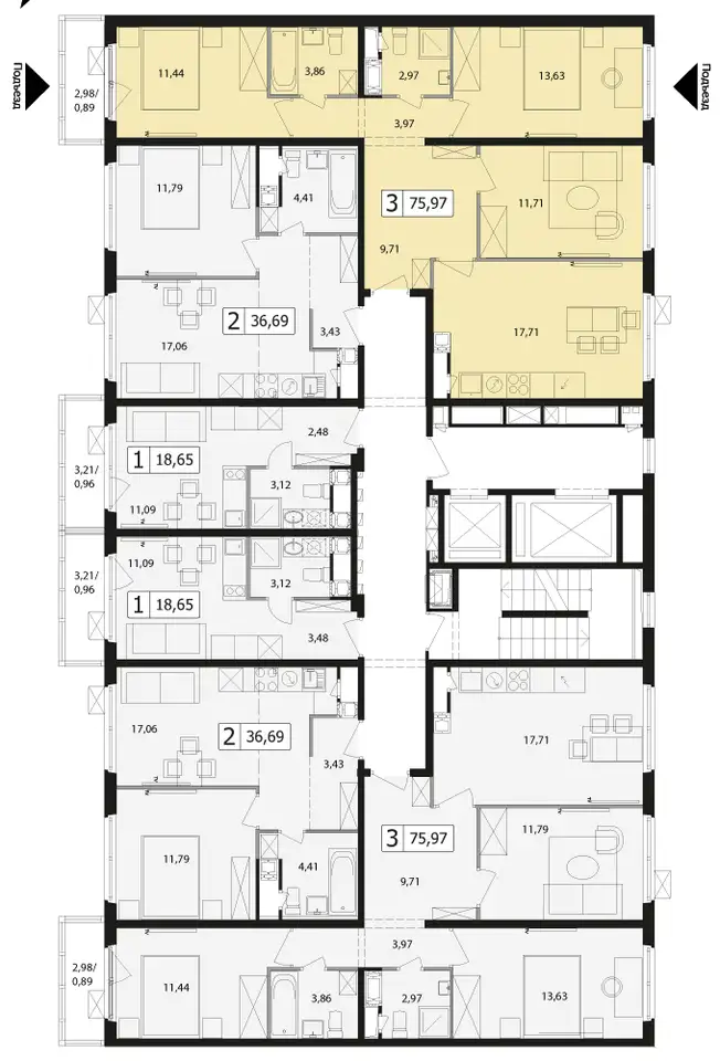 3-х комнатная квартира, 75,97 м², 7 эт., ЖК Эко Видное 2.0, фотография 2