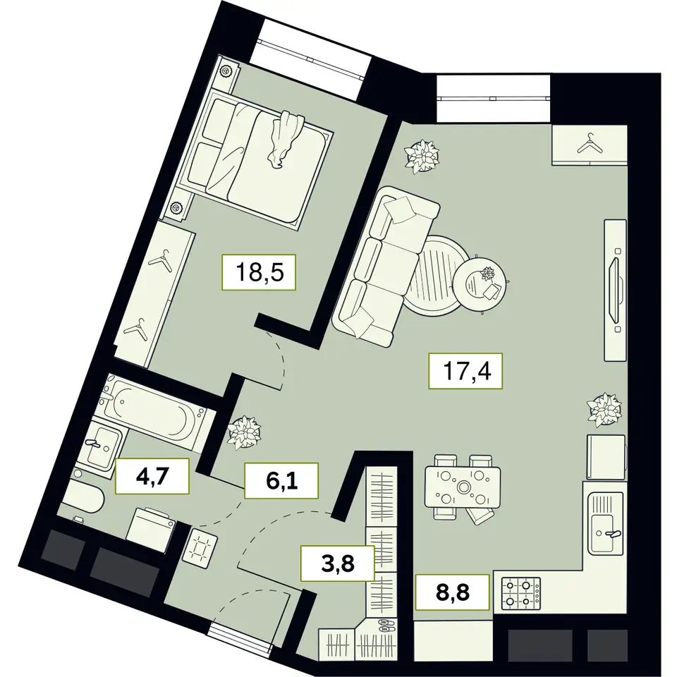Студия, 59,20 м², 8 эт., ЖК Лайм, фотография 1