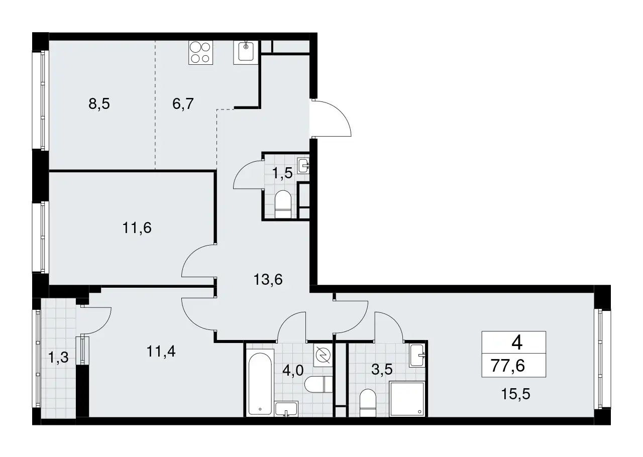 Студия, 28,30 м², 6 эт., ЖК Родные кварталы, фотография 2