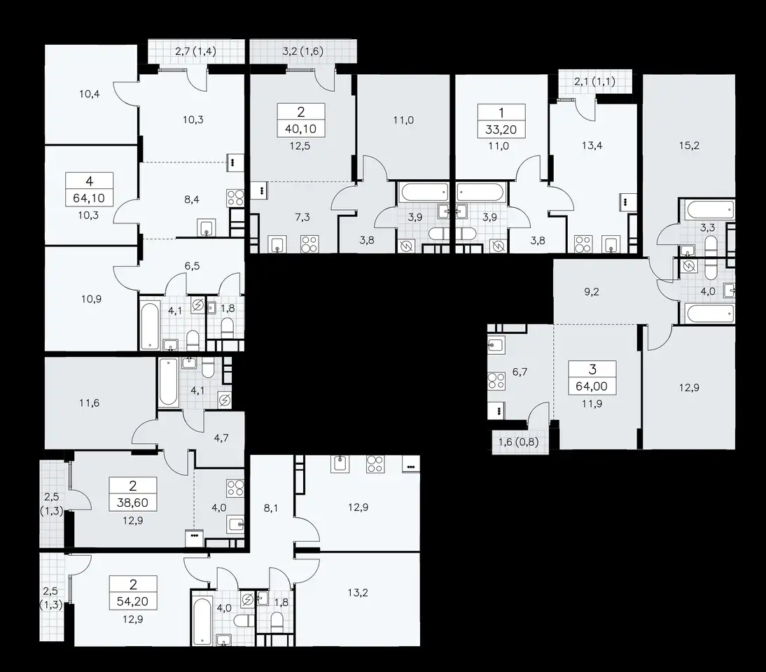 3-х комнатная квартира, 64,10 м², 9 эт., ЖК Дзен кварталы, фотография 2