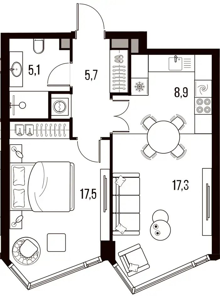 2-х комнатная квартира, 55,10 м², 17 эт., ЖК HIGH LIFE Летниковская 11, Хай Лайф, фотография 1