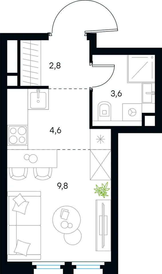 Студия, 20,80 м², 4 эт., ЖК Level Нижегородская, Левел Нижегородская, фотография 1