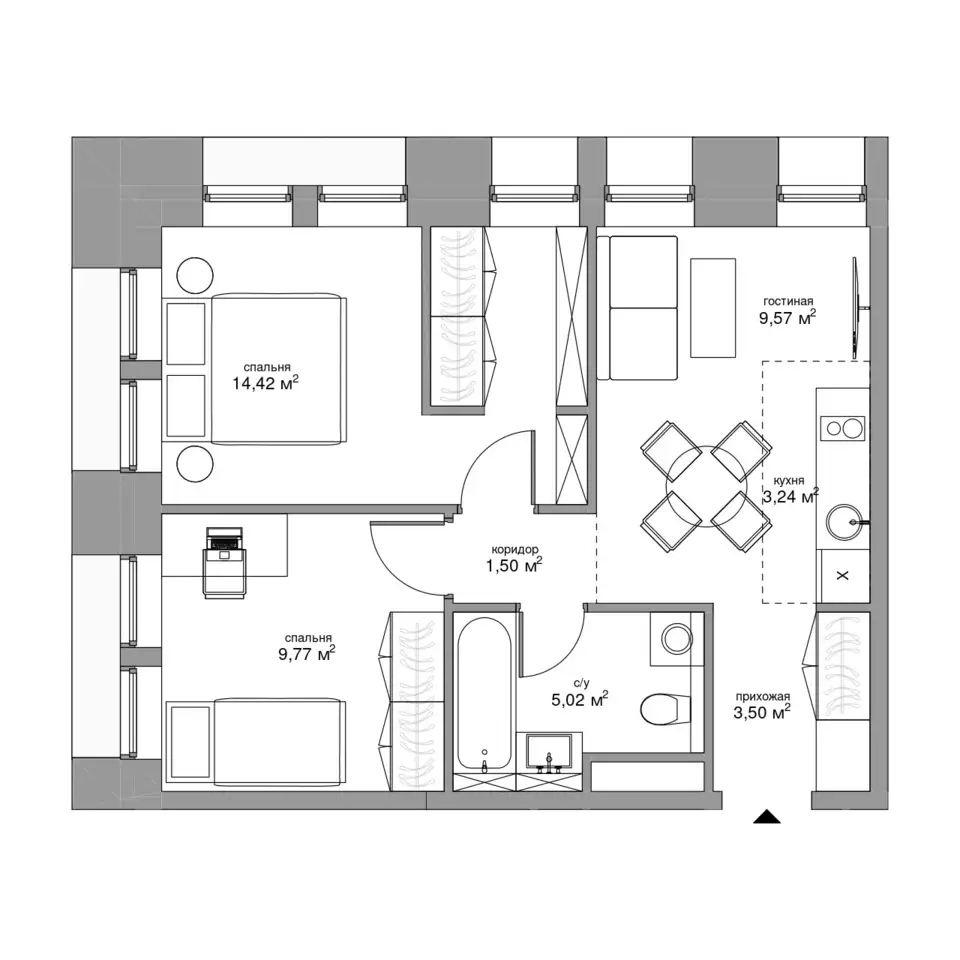 Продам апартаменты, 47,02 м², 16 эт., ЖК Baires, Байрес, фотография 2