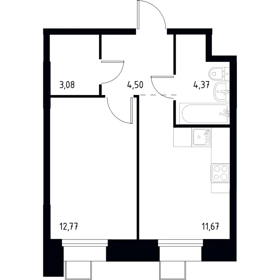 1-но комнатная квартира, 36,39 м², 2 эт., ЖК Тропарево Парк, фотография 1