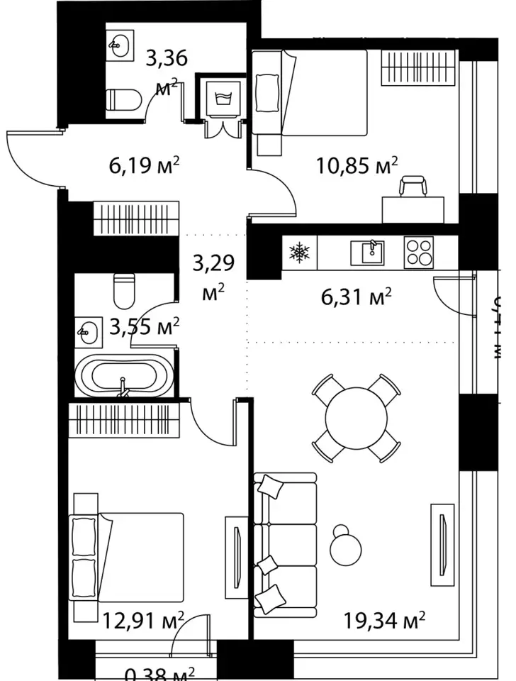 3-х комнатная квартира, 66,59 м², 4 эт., ЖК Life-Варшавская, Лайф-Варшавская, фотография 1