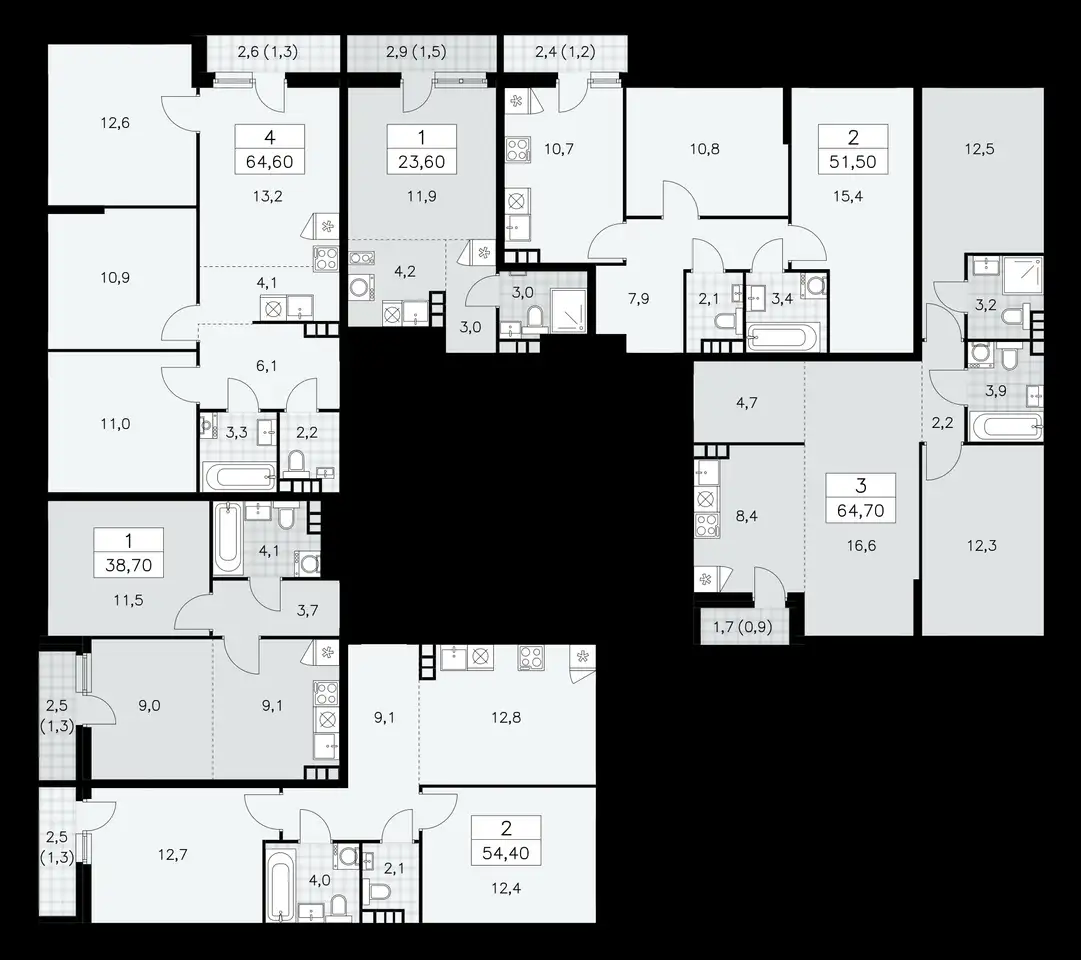 3-х комнатная квартира, 64,60 м², 6 эт., ЖК Дзен кварталы, фотография 1