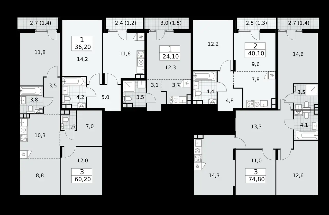 3-х комнатная квартира, 74,80 м², 3 эт., ЖК Деснаречье, фотография 1