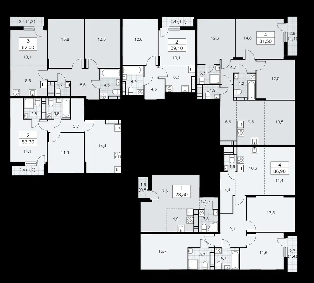 2-х комнатная квартира, 53,30 м², 13 эт., ЖК Бунинские Кварталы, фотография 2