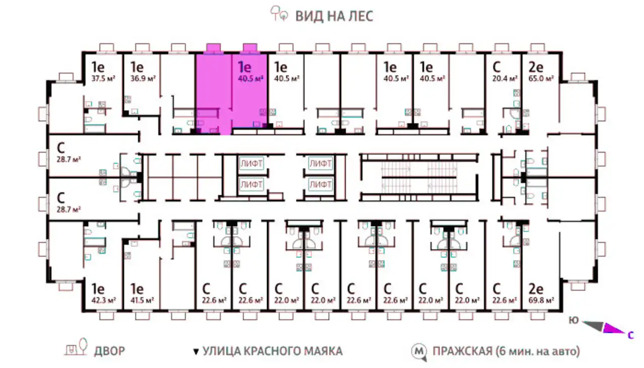 1-но комнатная квартира, 40,50 м², 15 эт., ЖК Park Side, Парк Сайд, фотография 2