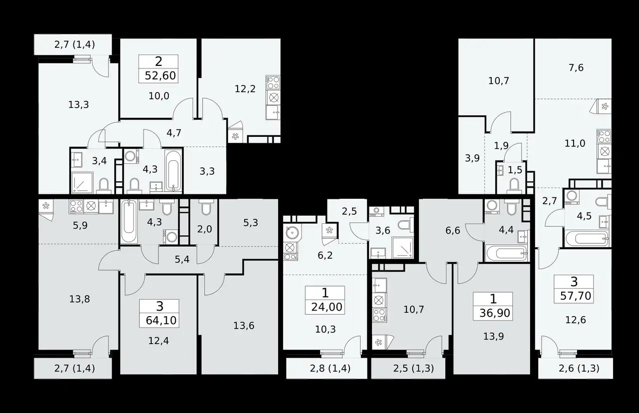 2-х комнатная квартира, 64,10 м², 11 эт., ЖК Бунинские Кварталы, фотография 1
