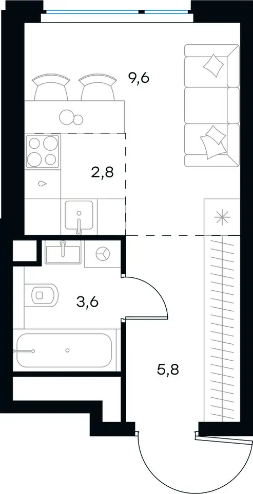 Студия, 21,80 м², 34 эт., ЖК Level Мичуринский, Левел Мичуринский, фотография 1
