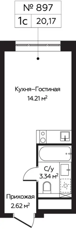 Продам апартаменты, 20,17 м², 20 эт., ЖК Пятницкое 58, фотография 1