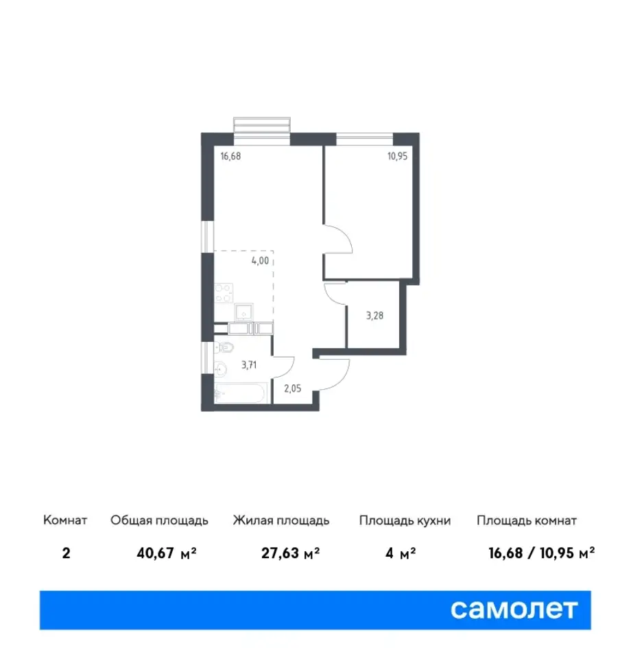 3-х комнатная квартира, 58,20 м², 11 эт., ЖК Квартал Румянцево, фотография 1